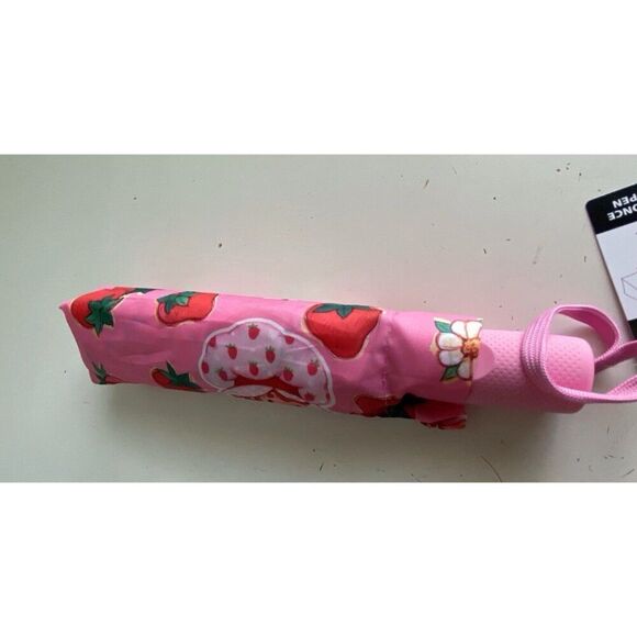 Strawberry Shortcake Umbrella Auto Open Close Pink Red Compact NEW - Picture 6 of 8